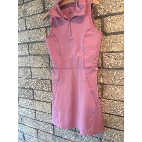 Sincerely Jules Active Pink Sleeveless Collared Athletic Dress W/ Zip Neck & Per - Picture 2 of 8